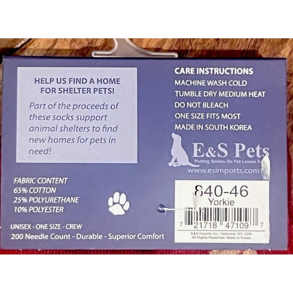 E&S Pets Life Is Better With a Yorkie Crew Socks Burgundy NWT One Size Unisex